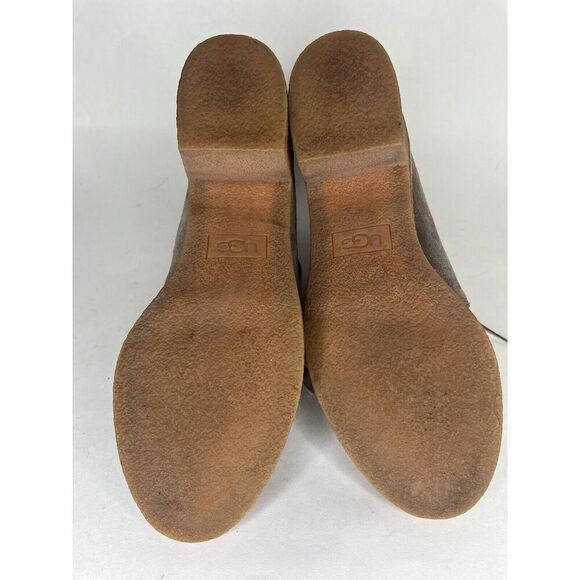 Ugg Booties Women Size 9 Gray Suede Zip Heels - Picture 14 of 16